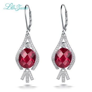 

L&zuan 100% 925 Sterling Silver Drop Earrings 11.24ct Red Stone Romantic Luxury Earrings Fine jewelry For Women Christmas Gift