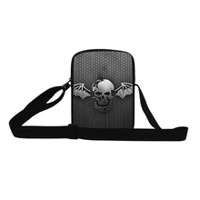 Маленькая мини-сумка-мессенджер с 3D принтом летучей мыши и черепа, сумки через плечо для мальчиков Borsa, повседневные маленькие мужские дорожные сумки на плечо