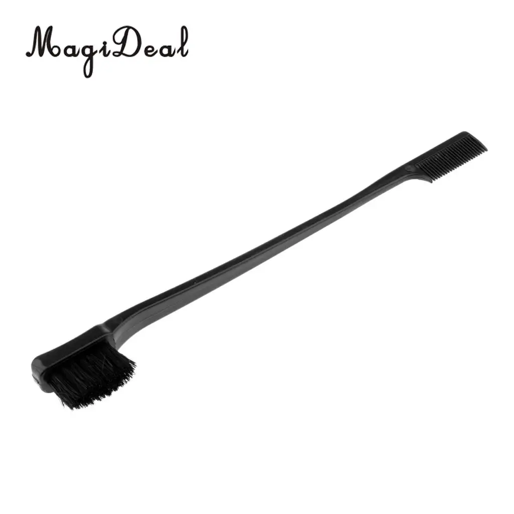 Double Sided Edge Control Hair Brush Comb Combo Pack 2 Pieces Blue/Black
