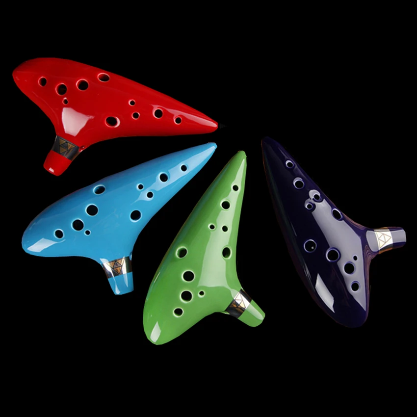 

Upgrade style enhanced Zelda Ocarina of Time Triforce Link 12 Hole Alto C Mediant Tone Musical Instrument Ceramic Flute with Bag