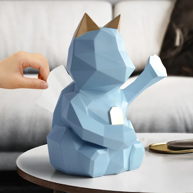 Кошки статуя насосные коробки деньги Рисунок ткани животных, Сейф смола ремесел украшения дома аксессуары L3004