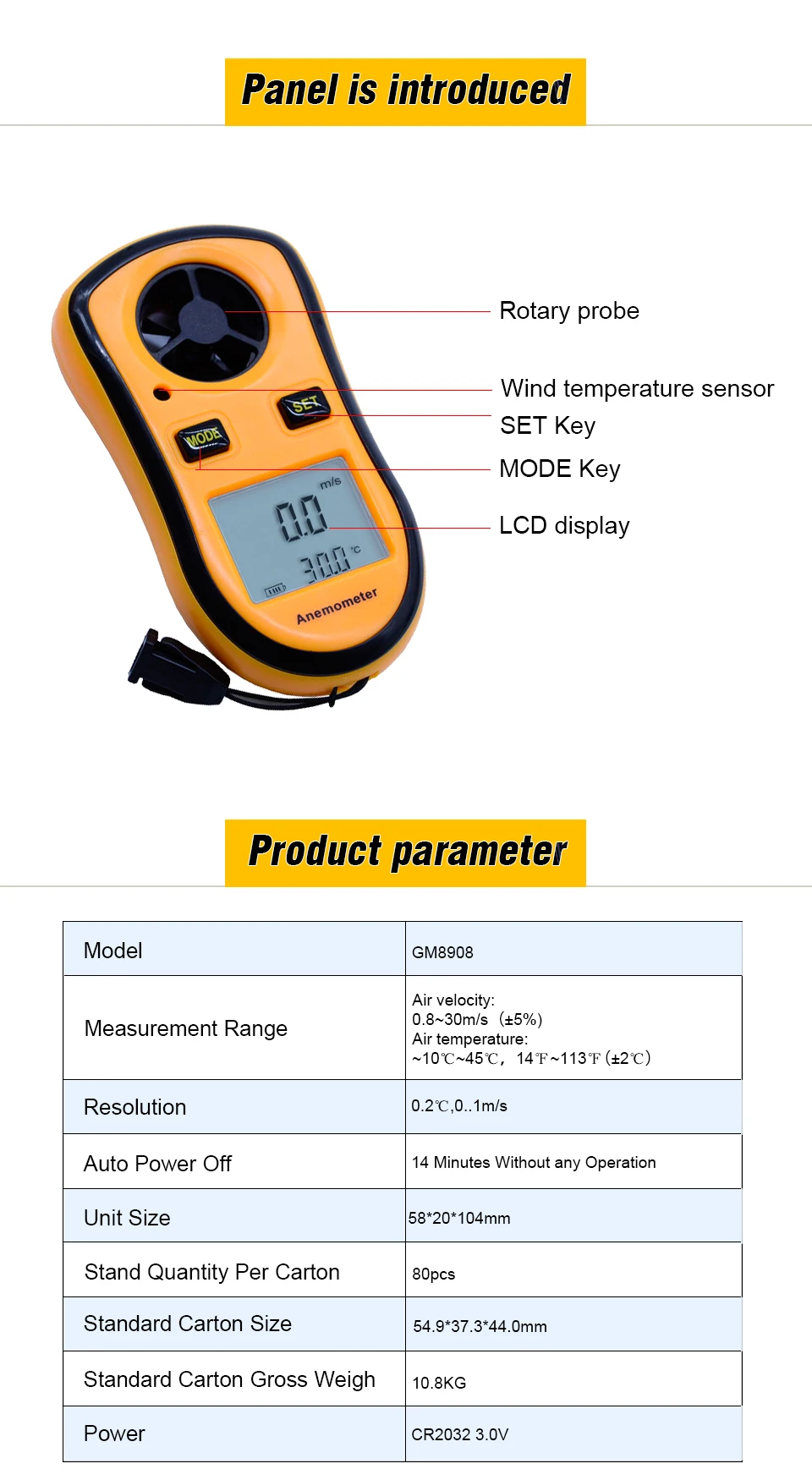 Портативный Анемометр Anemometro термометр GM8908 ветер Скорость Калибр метр Windmeter 30 м/с ЖК-дисплей цифровой Ручной инструмент измерения