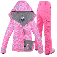 Gsou снег подлинный двойной сноуборд одежда женский костюм Открытый водонепроницаемый ветрозащитный корейский стиль альпинистские лыжные костюмы