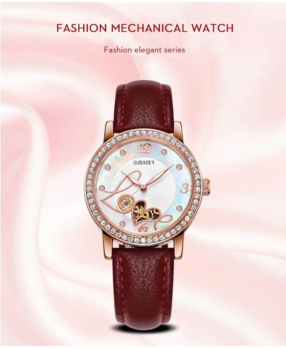 Элитный бренд, механические часы Для женщин Автоматическая Скелет женские наручные часы со стразами модные розовое золото Водонепроницаемый наручные часы