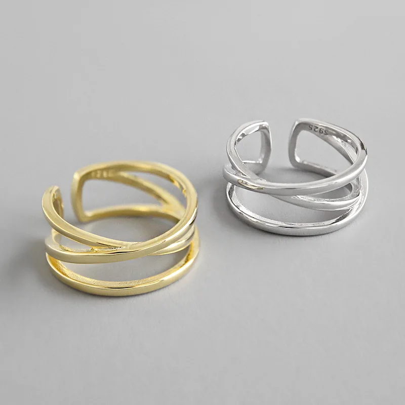 

100% 925 sterling silver double layer cross rings for women aneis bijoux, fashion adjustable wedding ring 925 anel jewelry 2019