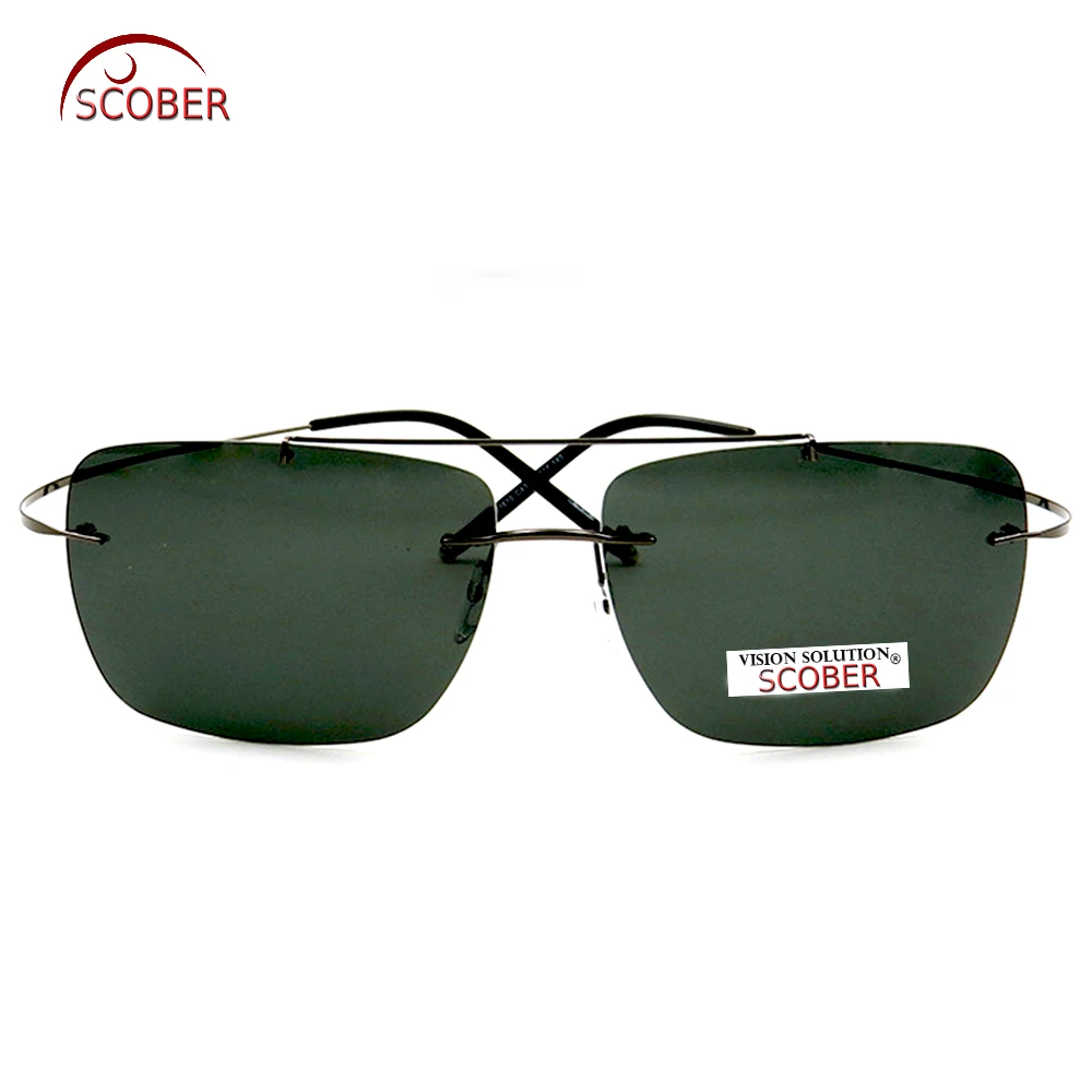 = SCOBER = дизайнер, поляризованные солнцезащитные очки без оправы с двойным мостом, ультра-светильник, зеркальные линзы с защитой от УФ-излучения - Цвет линз: Серый