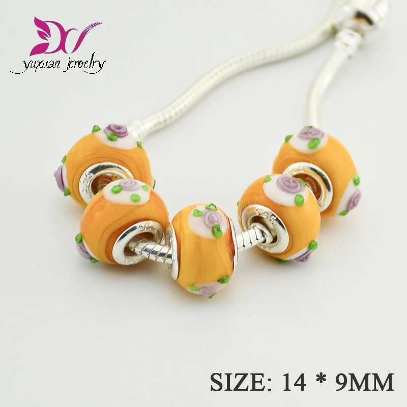 

Wholesale AAA Italian Murano Glass Beads Disni Ariel'S Signature Color Glass Charms Fit Bracelet cristal TK081