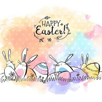 

Happy Easter Egg Rabbit Colour Polka Dot Scene Backgrounds Vinyl cloth High quality Computer printed wall photo backdrop
