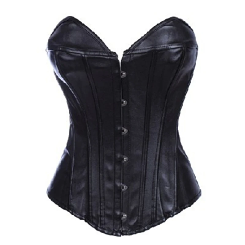 Wholesale black strapless leather corset with Rivetin Bustiers & Corsets from Underwear