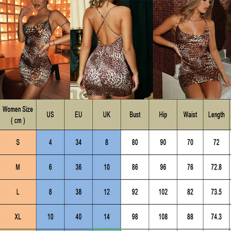 Women Leopard Sleeveless Bodycon Dress Slim Fit Party Cocktail Short Mini Dress Nightclub Wear Backless V Neck Skinny Fashion Women Leopard Sleeveless Bodycon Dress Slim Fit Party Cocktail Short Mini Dress Nightclub Wear Backless V Neck Skinny Fashion