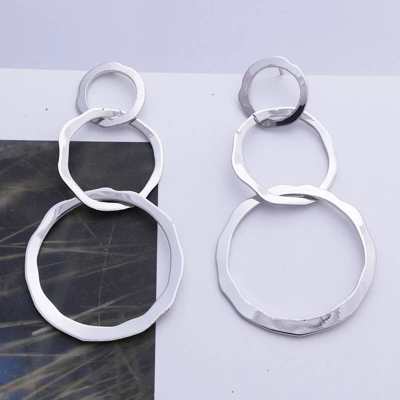 New Hollow Round Circle Creative Fashion Geometric Metal Earrings for Women Jewelry Brincos Trendy Punk Style geometric earrings