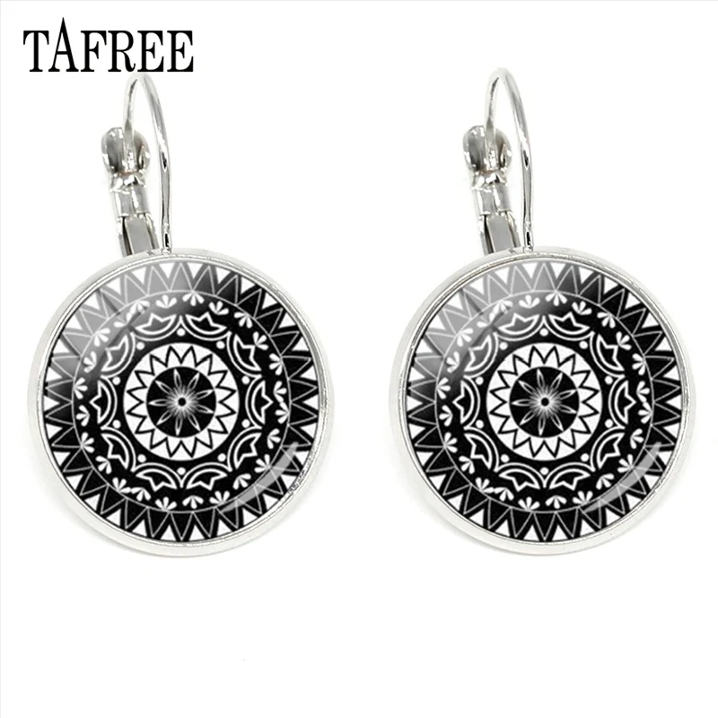 TAFREE Indian Mandala Clip Earrings Colorful Sacred Geometry Earring Delicate Trendy Women Yoga Meditation Souvenir Jewlry HN258 - Metal Color: HN267