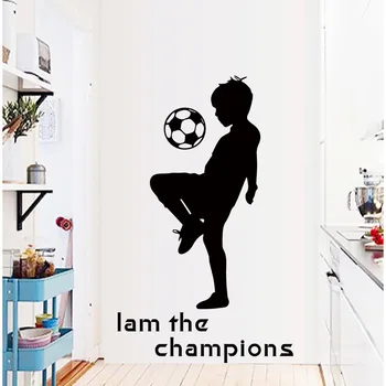 

BOY's Bedroom Football I am The Champions Wall Stickers For Kids Rooms Soccer Decal Removable Self-adhesive Home Room Decor