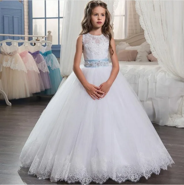 BONJEAN New Arrival O-Neck Ball Gown Flower Girl Dresses For Wedding Lace Sleeveless Up First Communion for Girls | Свадьбы и