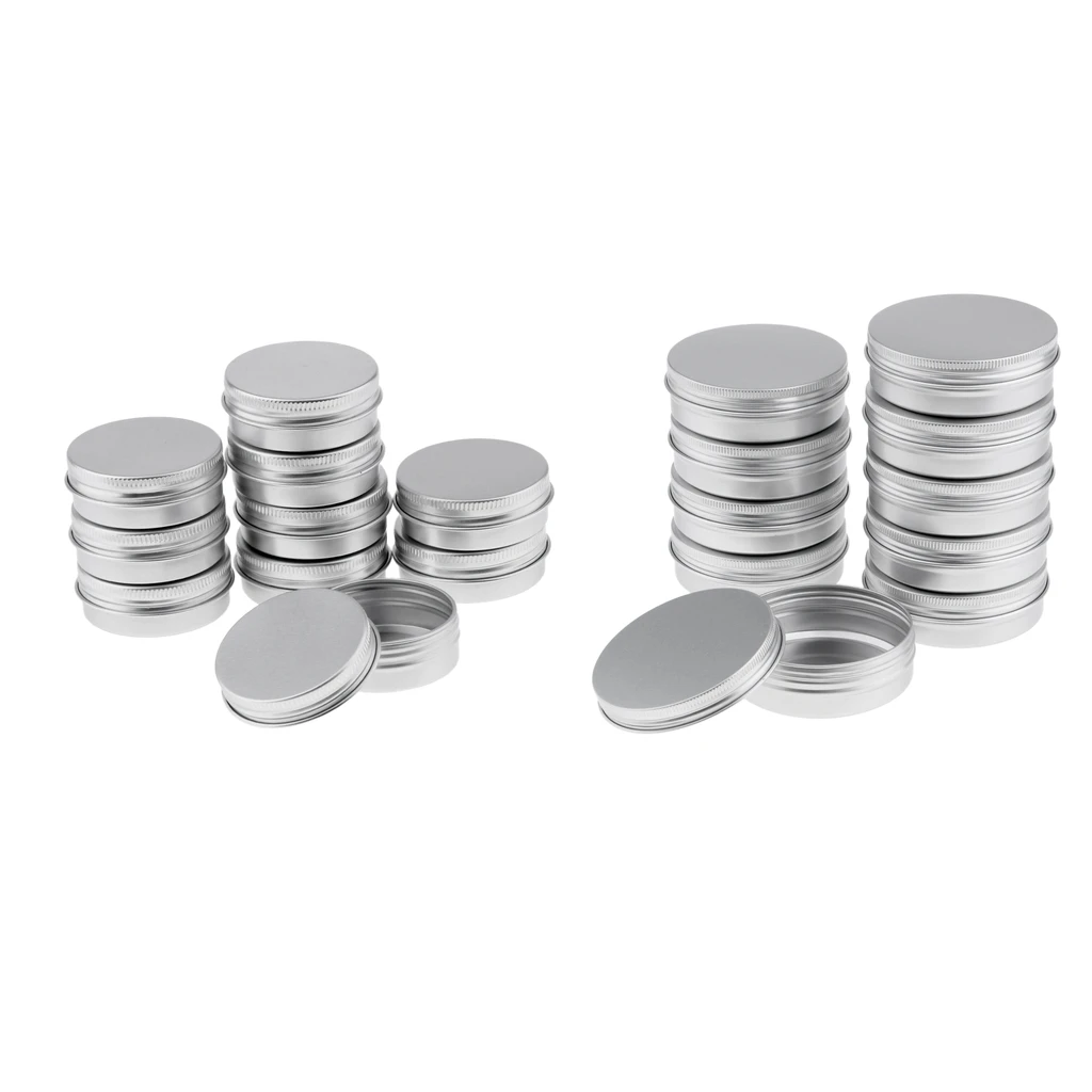 20pcs Aluminum Tin Jars Cosmetic Containers Round Tin Cans with Screw Cap Lid for DIY Crafts Cosmetics Salve Candle Travel