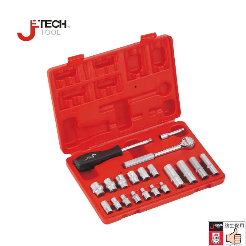 

Jetech lifetime guarantee 20pcs/set 1/4" DR. metric socket wrench set machine motocycle maintenance tools with case