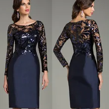 До колена, для мамы невесты платья одежда с длинным рукавом, с кружевами, облегающее платье для мамы и дочки, одежда в стиле Вечерние платья vestido de madrinha