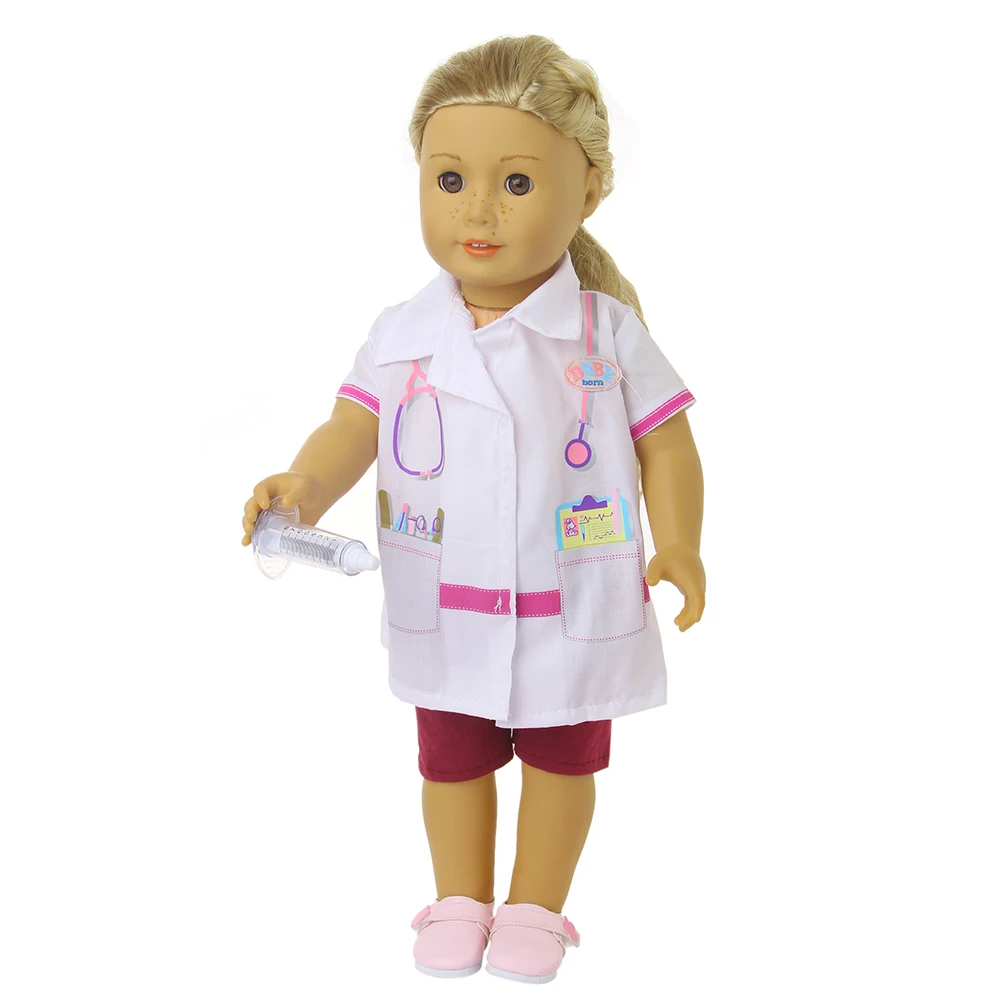 Полный набор медсестры стетоскоп+ доктор платье для женщин, платье для женщин, 18 дюймов американские кукольные аксессуары Детская лучший подарок на год