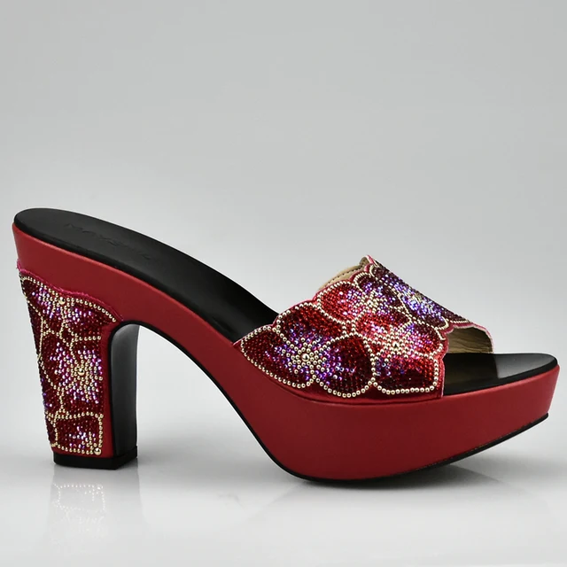 Terbaru Desain Warna Ungu Afrika Sandal Musim Panas Sepatu Hak