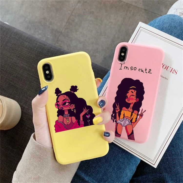 

cute black girls cartoon Soft Silicone phone case For huawei p30 p30 lite p20 pro p10 mate 20 pro 10 lite honor 9 10 lite cases