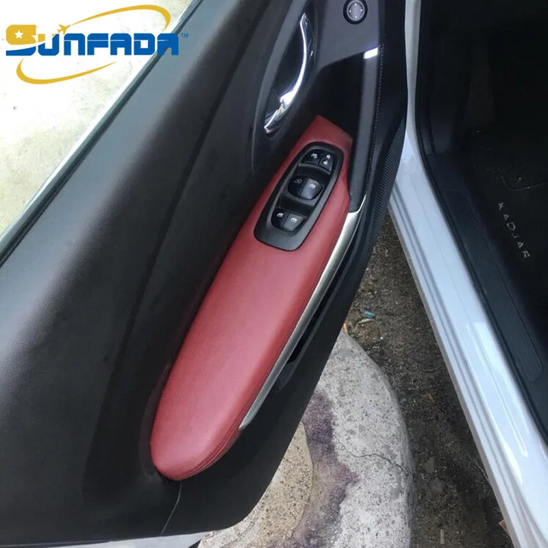 

SUNFADA Top Quality Microfiber Leather Inner Door Armrest Protective Cases Upgrade For Renault Kadjar 2016 2017 2018 Car Styling