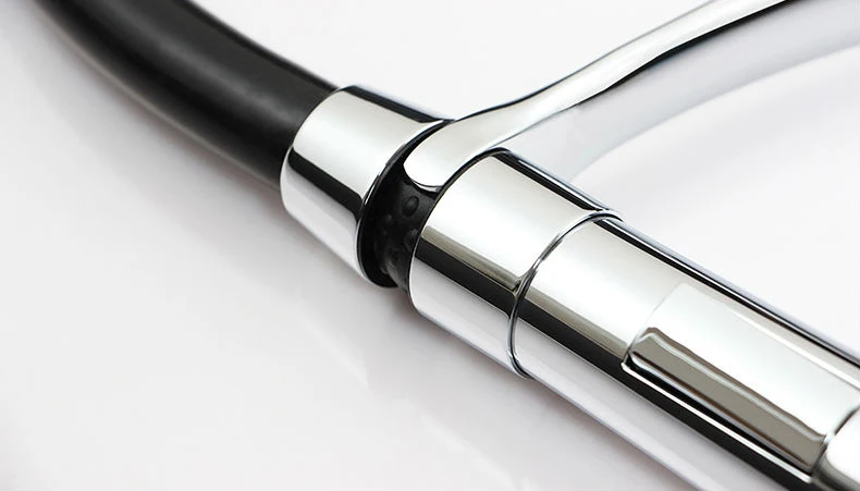 Deck Mount Black Hose Kitchen Mixer Taps Single Handle Stream Sprayer Kitchen Faucet Chrome Finish with Bracket