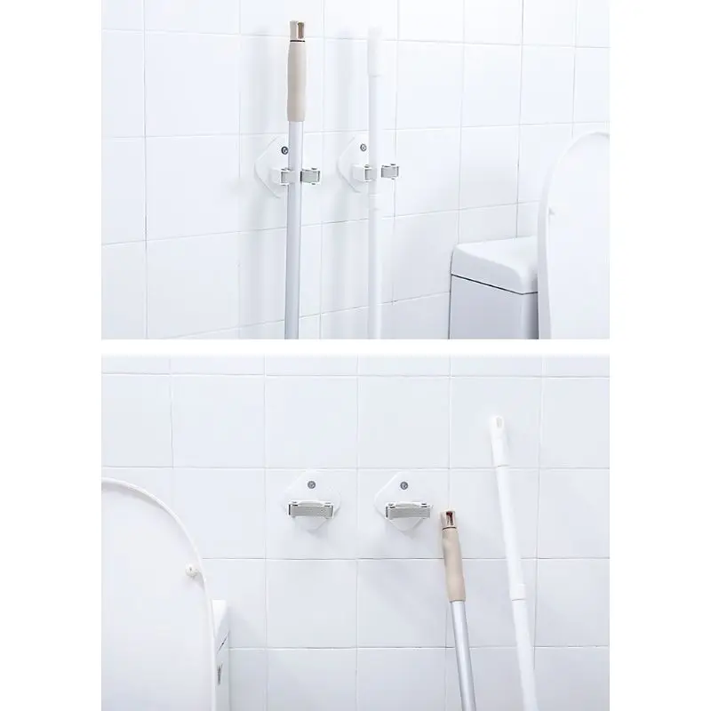 Seamless Adhesive Wall Mounted Mop Holder Storage Broom Hanger Clip Hook Bathroom Home Kitchen Organizer