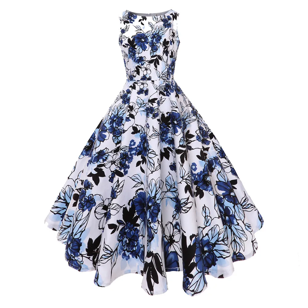 

JAYCOSIN Floral Print Vintage Dress Women Retro PinUp Tutu Dresses Hepburn 50s 60s Rockabilly Robe feminino Swing dresses