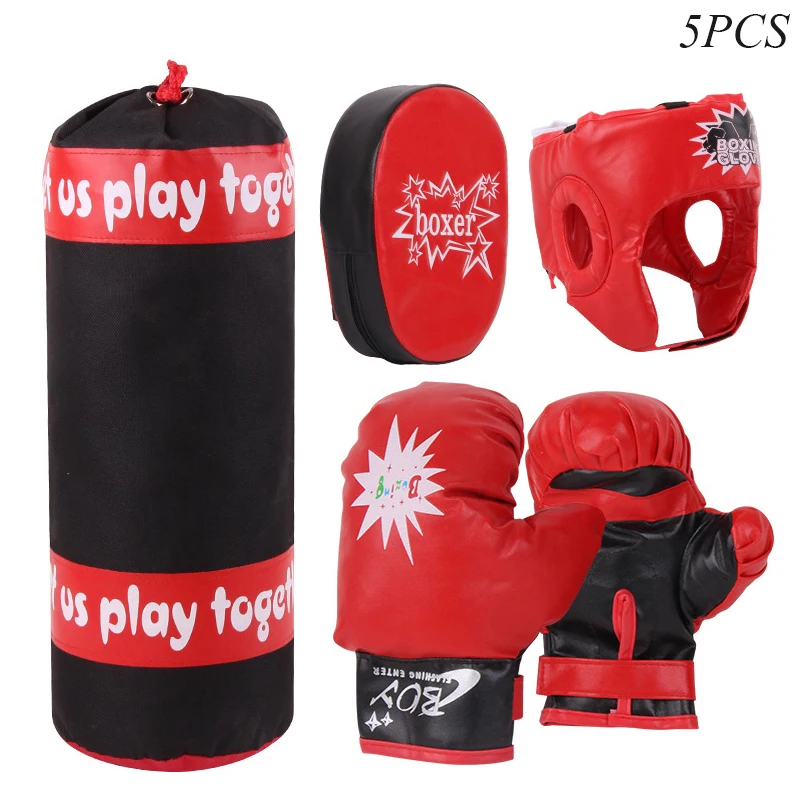 

Children's Boxing Set Toy Gloves Hand Target Sandbag Protective Cap Kids Fitness Exercise Body Self-Confidence Training Sports