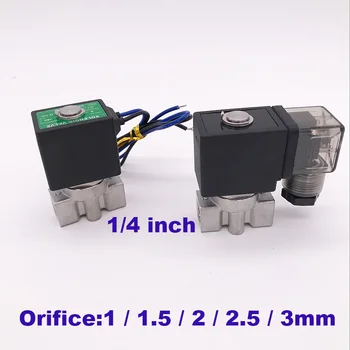 

GOGO 0-50/25/15/10/7bar 2 way SS304 water solenoid valve G1/4" 12V DC Orifice 1mm/1.5mm/2mm/2.5mm/3mm wing normal close valve