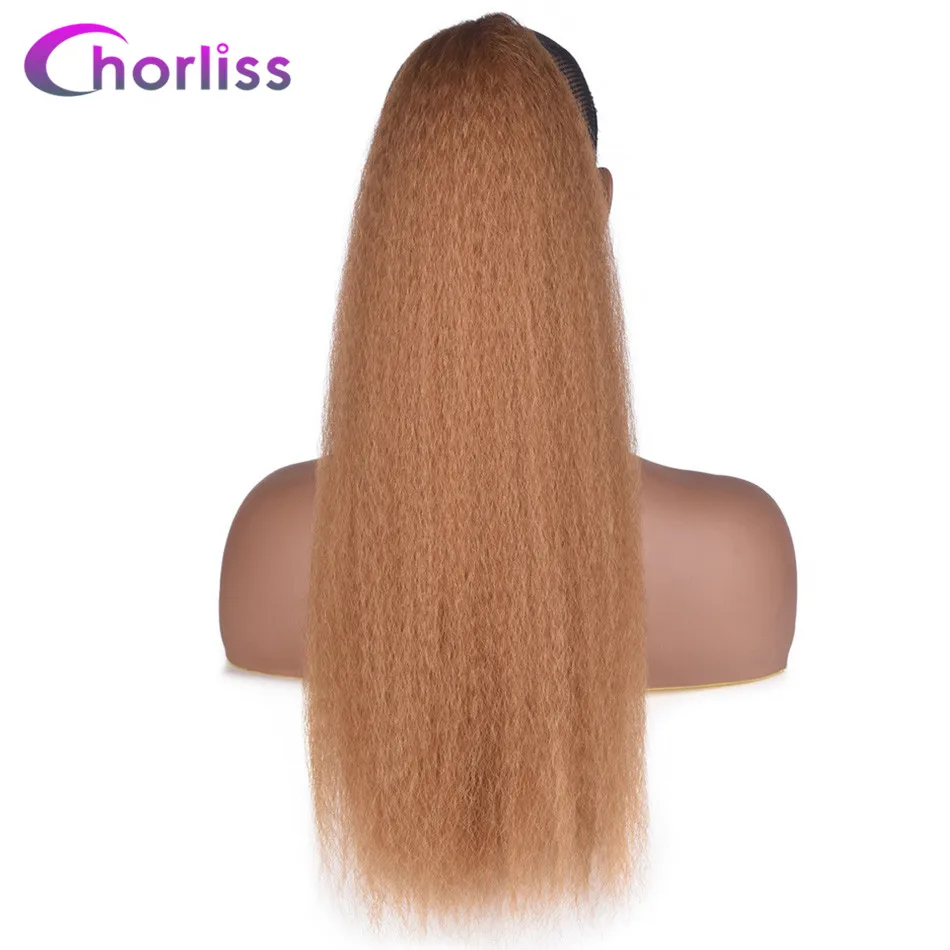 

Chorliss 22inch Yaki Straight Synthetic Ponytail Extensions Drawstring Afro Ponytail Heat Resistant Hair Ponytail With Combs