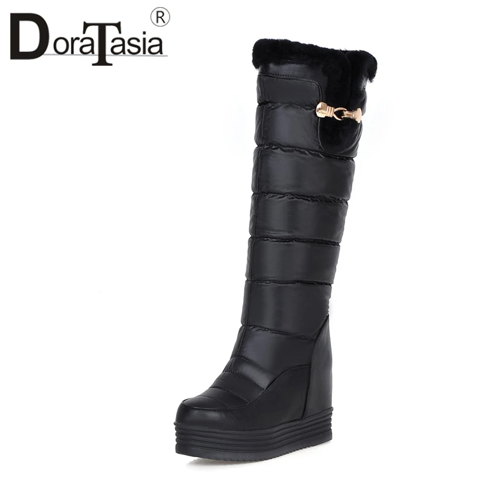 

DoraTasia 2019 Fashion 33-43 Faux Fur Edge Metal Decoration Platform 8cm Super High Increased Heels Snow Boots For Ladies