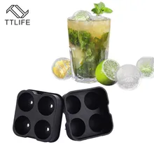 TTLIFE 4 круглые отверстия Гибкий Силиконовый поднос для льда делая прессформы медленного плавления ледяных шаров изготовитель ледяных кубиков формы желе форма для печенья, шоколада