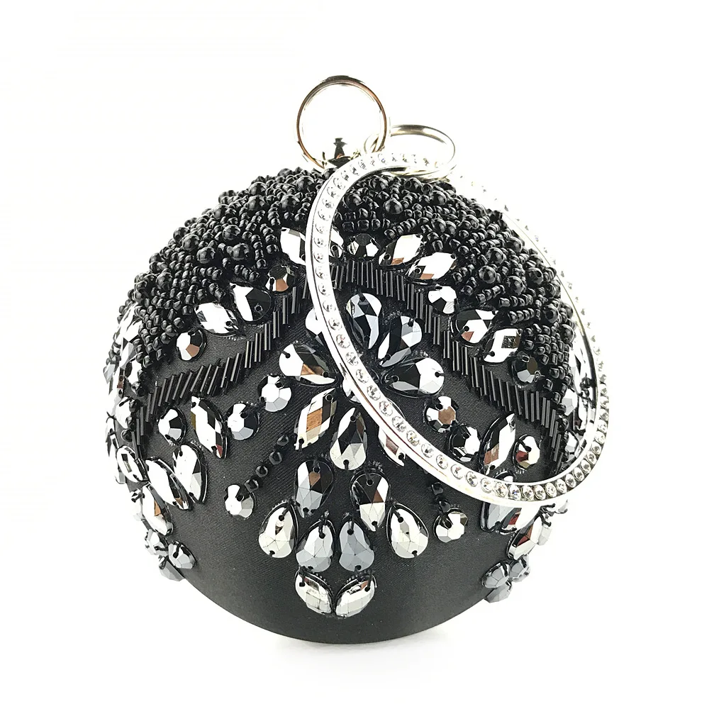 

Women Round Evening Clutch with Shining Diamonds and Sequins, Evening Handbags with Removable Chain, Beat Gift for Ladies