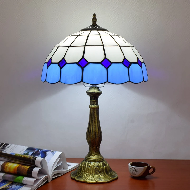 Eusolis 12 Inch Stained Glass Mosaic Table Lamp Desktop Decoration