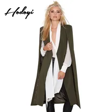 

Hodoyi Women Fashion New Autum 3 Colors Casual Loose Cape Poncho Trench Coat Outwear Open Long Stitch Cloak Jacket
