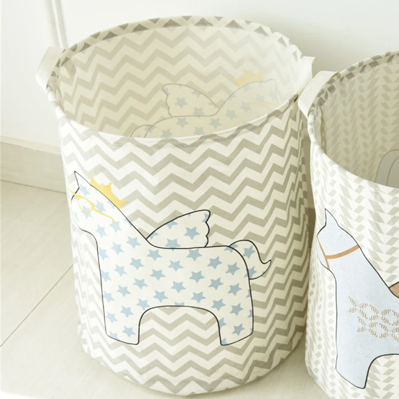 الكرتون طباعة سلة الغسيل للطي لعبة صندوق تخزين ملابس مربع حقيبة كبيرة للماء القطن غسل القذرة الملابس المنظم