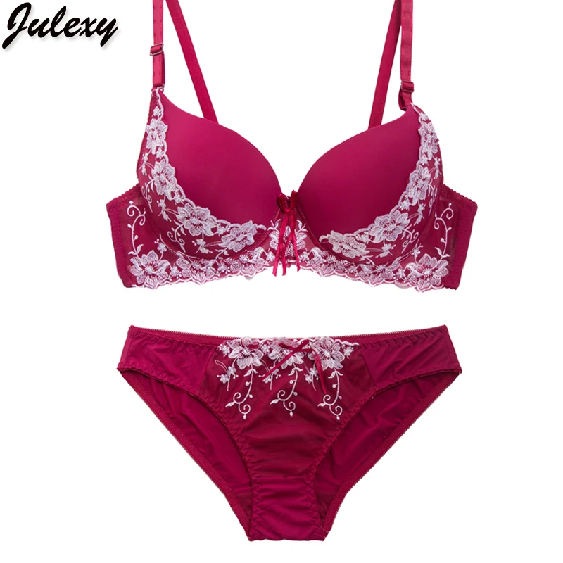 Julexy Luxurious Embroidery Bcd Large Cup Plus Size Women Bra Set 36 38 40 42 Push Up Lace Bra