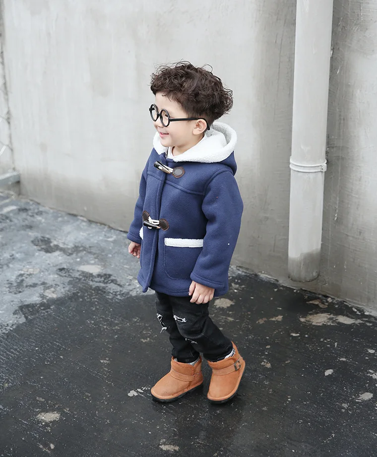 New Winter boys and girls fleece coats Unisex hooded kids Autumn jackets red blue and khaki color Boys Jacket 7CT110