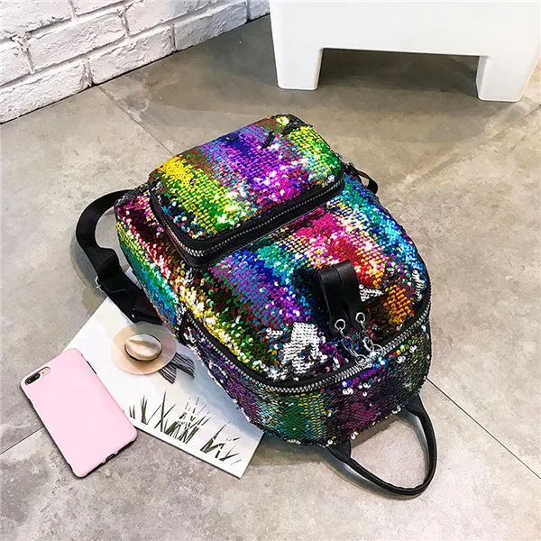 Maison Fabre Backpack Women Sequin Hit Color School Bag Backpack Student Satchel Travel Bag Backpack Mochila de dama