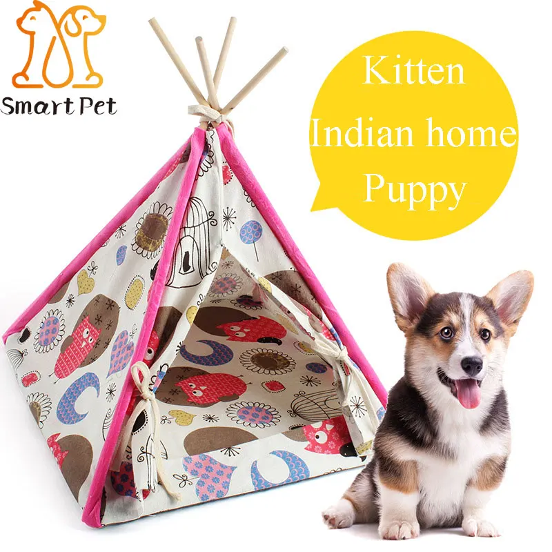 

Smartpet Travel Outdoor Indoor Pet House Tent Wood Kennel Removable Cat Dog Cozy House with Mat Pet Supplies Pads