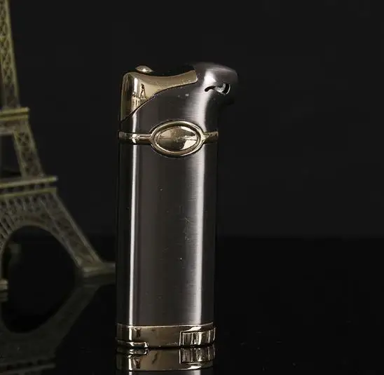 

2019 Retro Metal Wheel Gas Cigarette Lighter Inflatable Tobacco Men Cigar Lighter Windproof NO Gas Jet Butane Torch Lighter