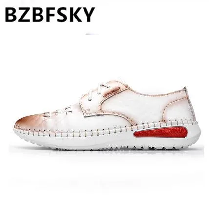 

BZBFSKY 2018 Women Spring Autumn Handmade Sewing Shoes Mixed Color Lace up Flats Shoes Women's Casual Shoes Female New Arrival