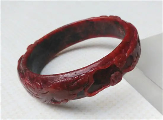 

Hot sell ->@@ NEW VINTAGE HAND-CARVED PHOENIX CHINESE RED JADEITE BANGLE JADE BRACELET 65.6MM NEW -Top quality free shipping