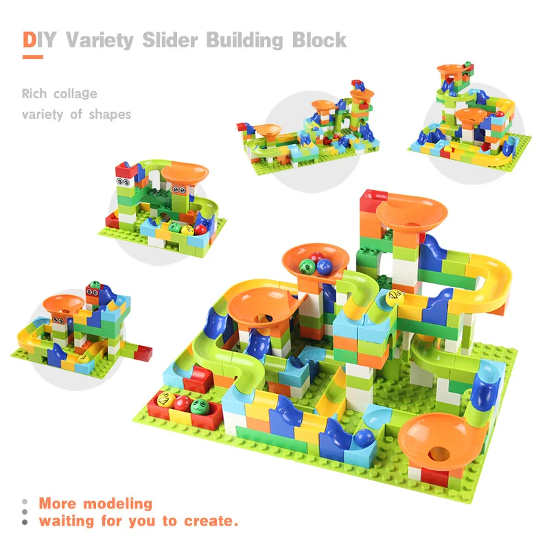 

224Pcs Marble Race Run Maze Ball Track uilding Blocks toys Funnel Slide Big Size Bricks Compatible Duploed block