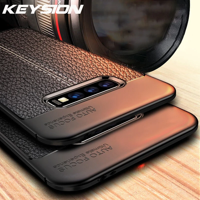 Чехол для телефона KEYSION Samsung Galaxy S10 Plus S10e S9 Note 9 кожаная текстура Мягкий бампер из