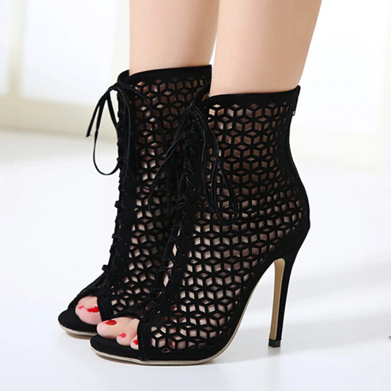 

Summer Sandals Gladiator High Heels Women Sexy Front Open Cross Strap Stilettos Pumps Genova Shoes Woman Ankle Cool Boots