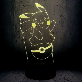 

Novelty Pokemon Game Ball 3D LED USB Lamp Kawaii Pikachu ball Gift Colorful Desk Night Light Kid Toys creative bedroom decor