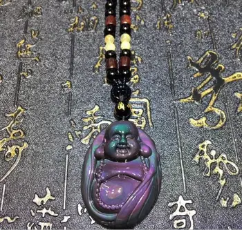 

Natural Mexican Colorful Obsidian Cloth Buddha Pendant Lucky Fortune Wild Jewelry