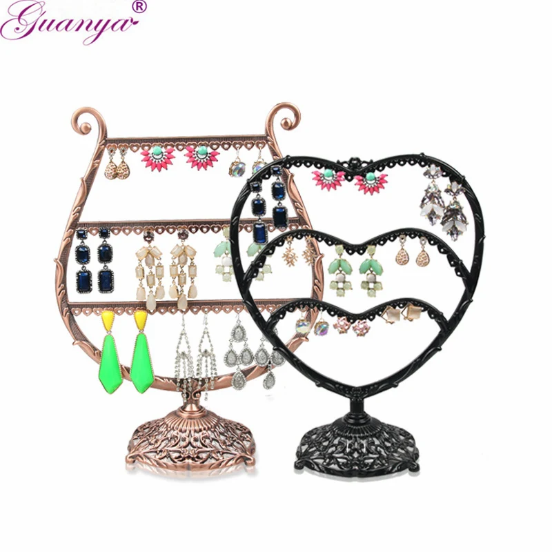 

Guanya Metal Earrings Organizer Cup Love Shape Earring Holder Jewelry Display Necklace Display Rack Earring Srorage Showcase